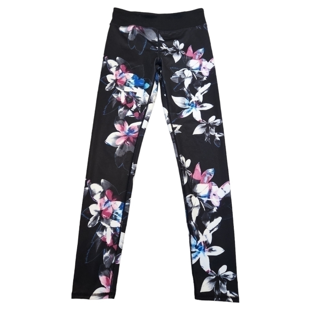 Zella Girl's Black Floral Yoga Athletic Pants, size XL 14/16